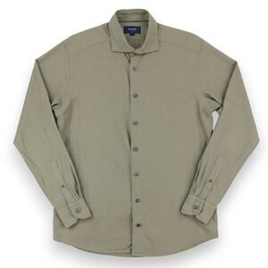 Eton Dress Shirt Mens 16.5 Green Twill Cotton Silk Slim Fit Long Sleeve